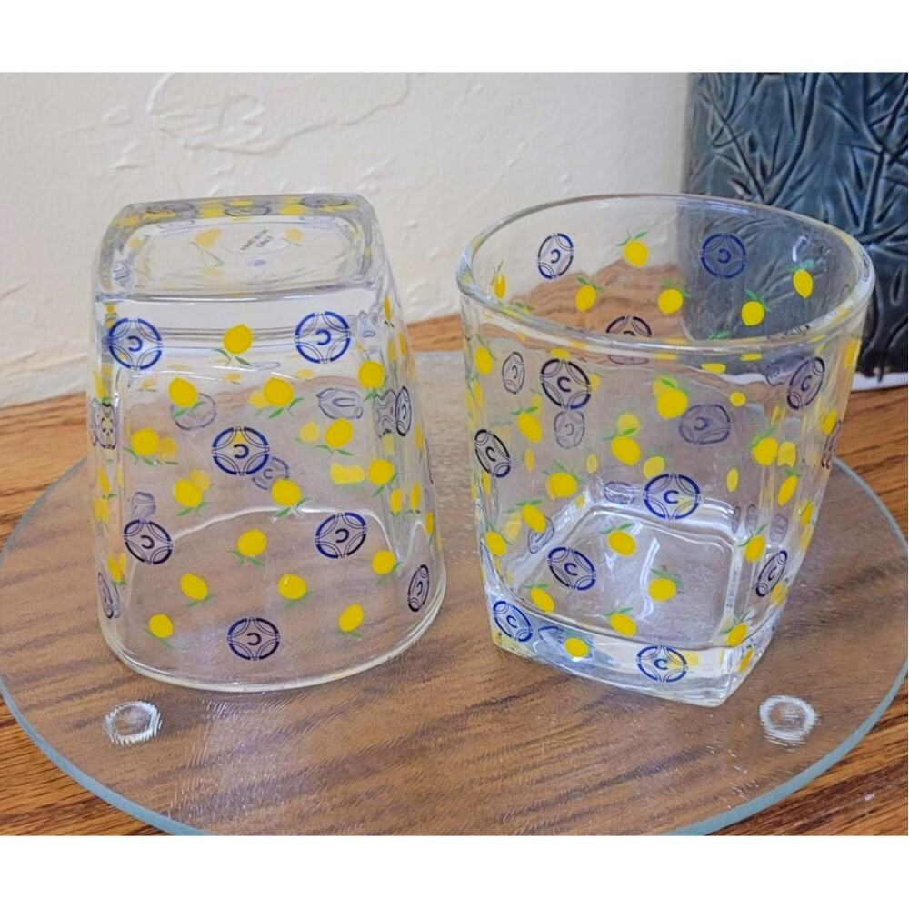 Caravella Limoncello Low Ball Glasses; Vintage; Square 6oz.; 3" Tall